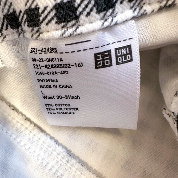 UNIQLO Gray White Checkered Print Stretch Pull On Slim Fit Legging (Size Large) - Picture 5 of 5